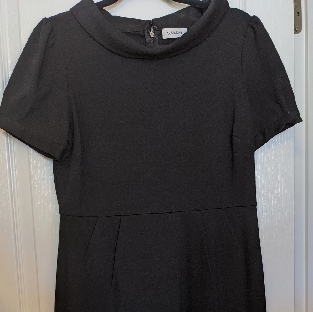 🕶️Calvin Klein Black Knit Cowl Collar Dress- Size 10